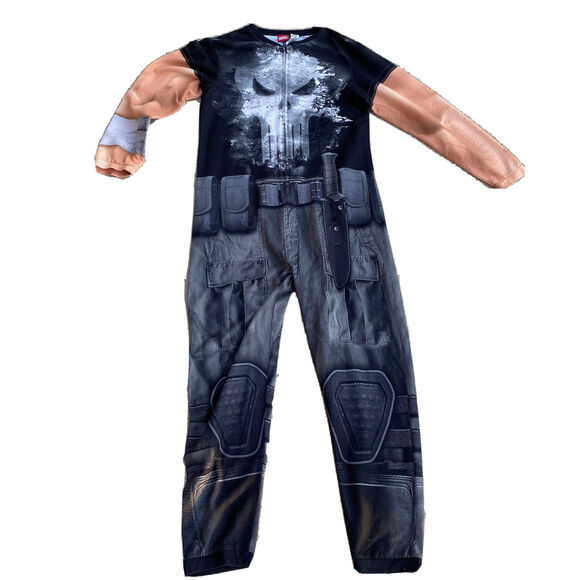 The Punisher Union Suit Pajamas Costume Men’s Size Small One Piece Zip Up Fleece - Picture 1 of 7